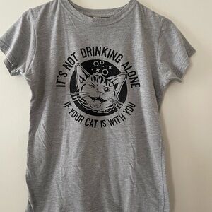 Gray Cat-Themed T-Shirt